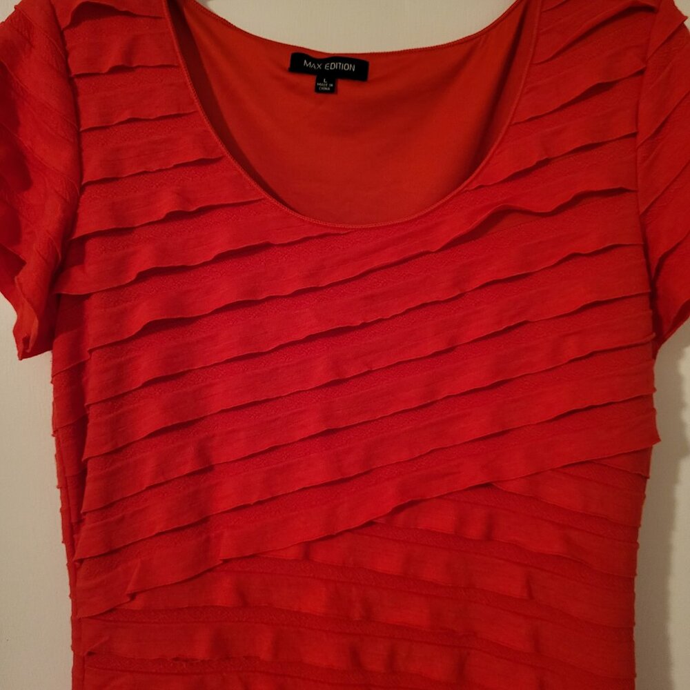 Red Bodycon Ruffled Dress "Max Edition"  (L) - Picture 2 of 6
